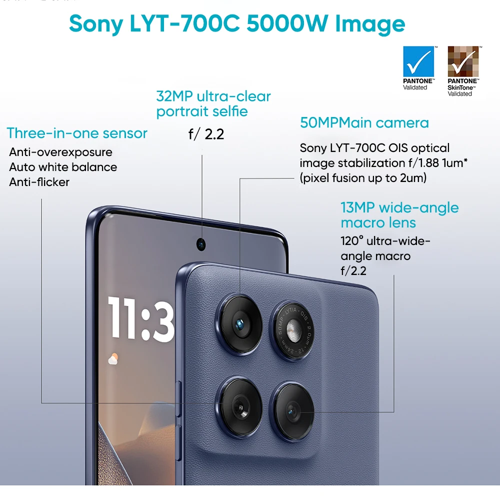 هاتف موتورولا موتو إيدج 60s 5G الأصلي 50 ميجابكسل نظام تصوير سوني 5500 مللي أمبير في الساعة جسم منحني رباعي عائم Mediatek الأبعاد 7400