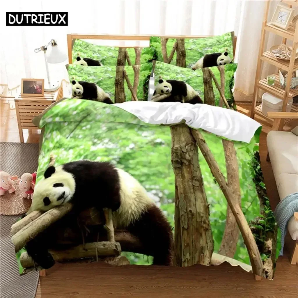 

National Treasure Panda Comfortable Duvet Quilt Cover Pillowcase Bedding Set Children Bedroom Decoration Home Textile