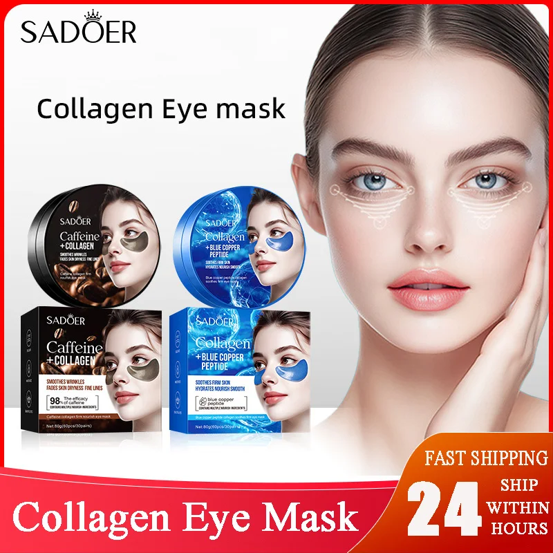 SADOER caféine cristal collagène masque pour les yeux Anti cernes formiche-âge Anti rides hydratant Patch pour les yeux soins de la peau 1/2/4 pièces