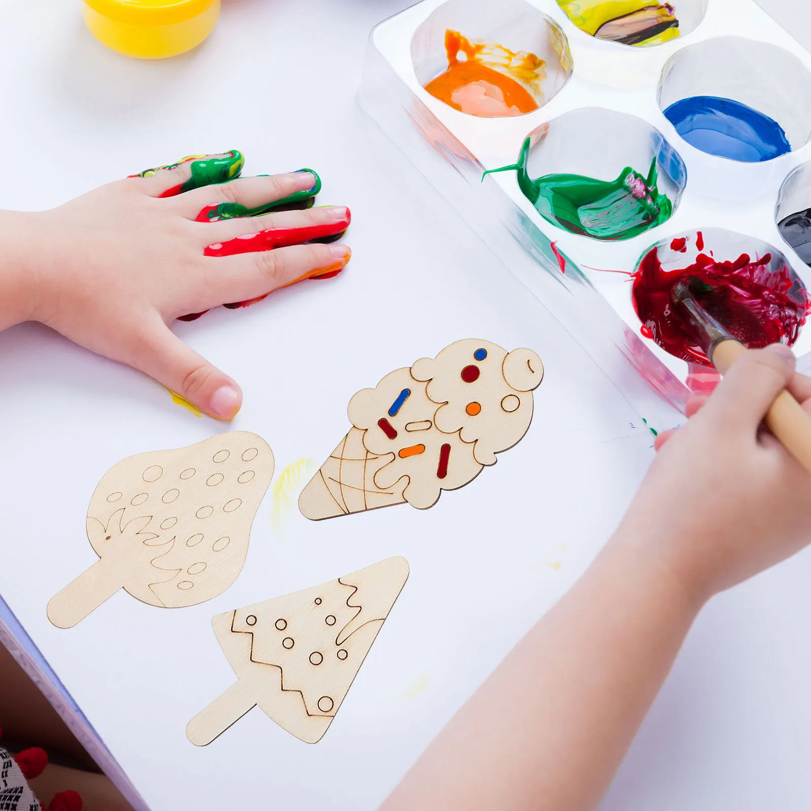 

40Pcs Unfinished Wood Cutouts Ice Cream Shapes Blank Wooden Crafts for Painting DIY Home Decor Kids Art Projects Supplies