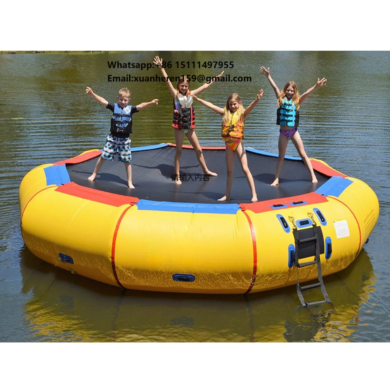 Funny Amusement Park Bungee Game Floating Water Air Jumping Trampoline Inflatable Water Trampoline
