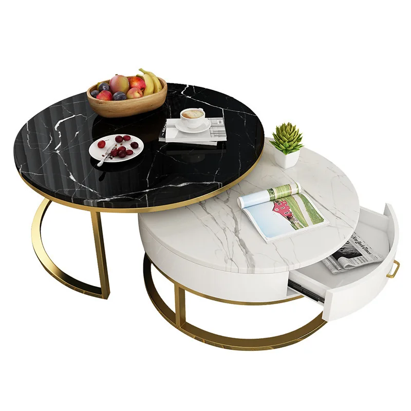 

Nordic light luxury, marble coffee table, wrought iron simple home