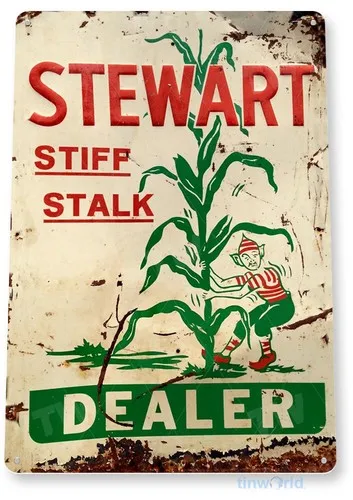 TIN SIGN Stewart Dealer Stalk Corn Metal Décor Art Farm Shop Feed Store A742 --Tin Sign