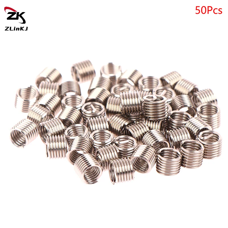(ZYDD01) 50pcs Stainless Steel Helicoil Wire Thread Insert M6 X 1.0 1.5D Insert Helicoil Wire Thread Repair Inserts
