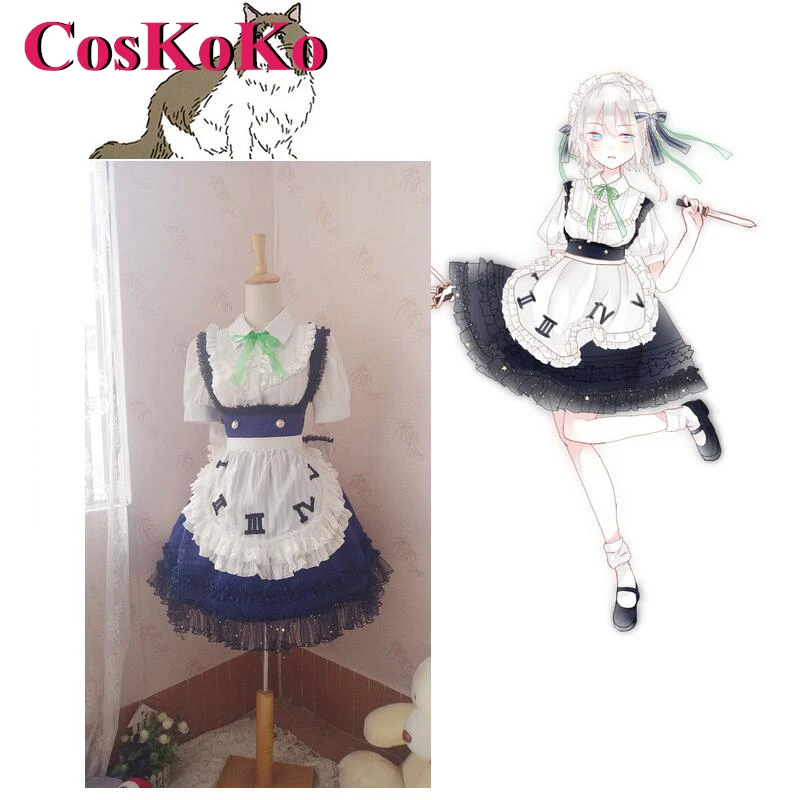 CosKoKo [Customized] Izayoi Sakuya Cosplay Anime Game Touhou Project Costume Gorgeous Sweet Maid Dress Party Role Play Clothing