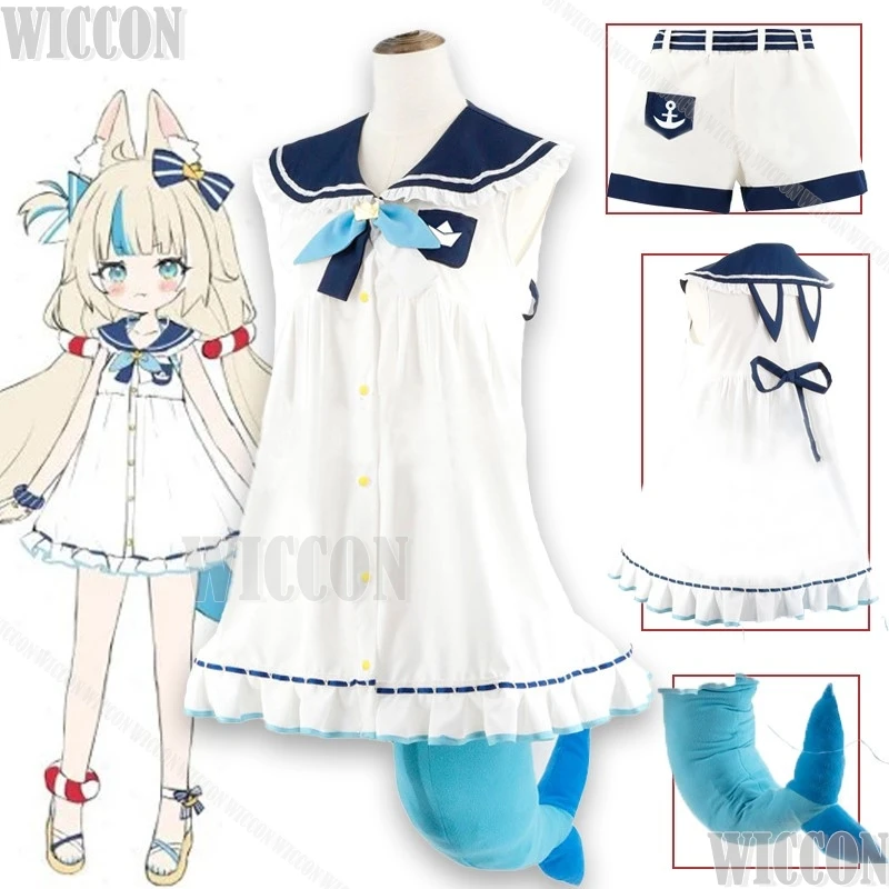 

Gawr Gura Sameko Saba VTuber Shark Cosplay Costume Blue Anime Kigurumi PajamaKawaii Ears Tail Hololive Streamer Outfit Halloween