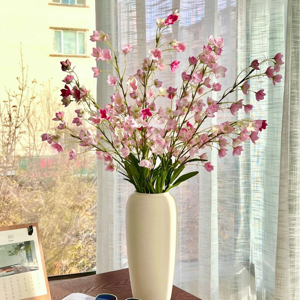 96 سنتيمتر 2 متشعب جرس السحلية زهرة اصطناعية الرياح الرنين زهرة باقة فرع طويل غرفة المعيشة المنزلي حفل زفاف الديكور #2