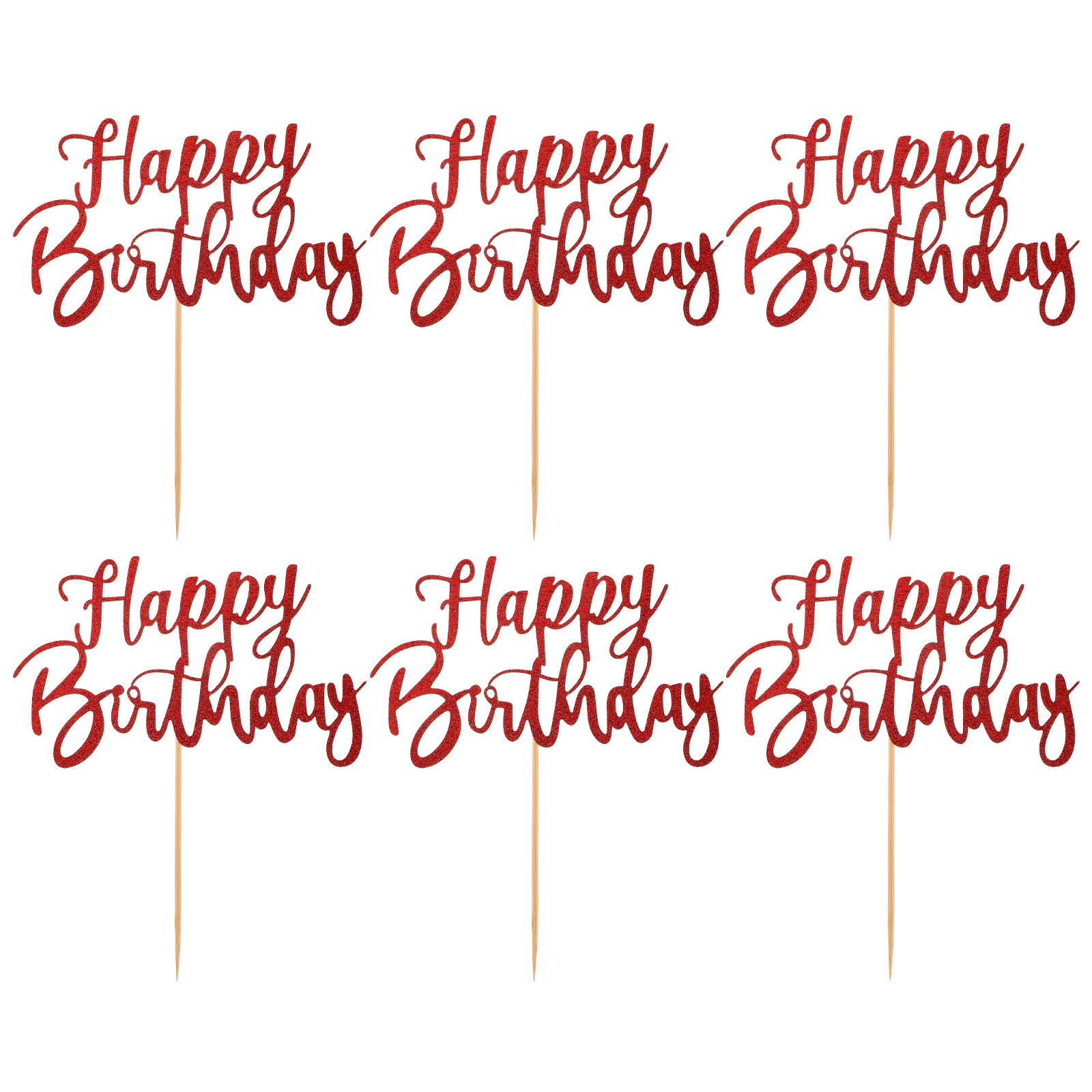 

6pcs Birthday Cake Picks Large Size Creative Glitter Decorations for Happy Birthday Party Supplies Baby Shower Cake Toppers