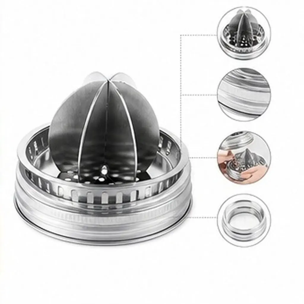Manual Citrus Juicer Stainless Steel Handheld Lemon Squeezer Lid Cover Detachable Easy Clean Manual Orange Juicer Home