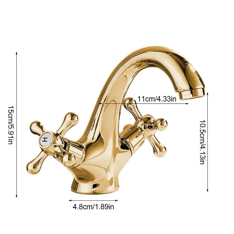 Sink Faucet Brass Antique Bathroom Sink Faucet Double Handle Mixer Tap With 60cm Hose Cold And Hot Replacement Part For Washing