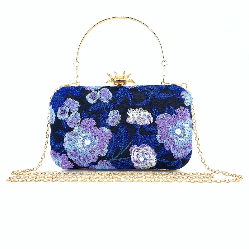 Elegante Damen-Umhängetasche, geprägte Blumenstickerei, Clutch-Geldbörsen, Abendhandtasche für den Muttertag, E74B