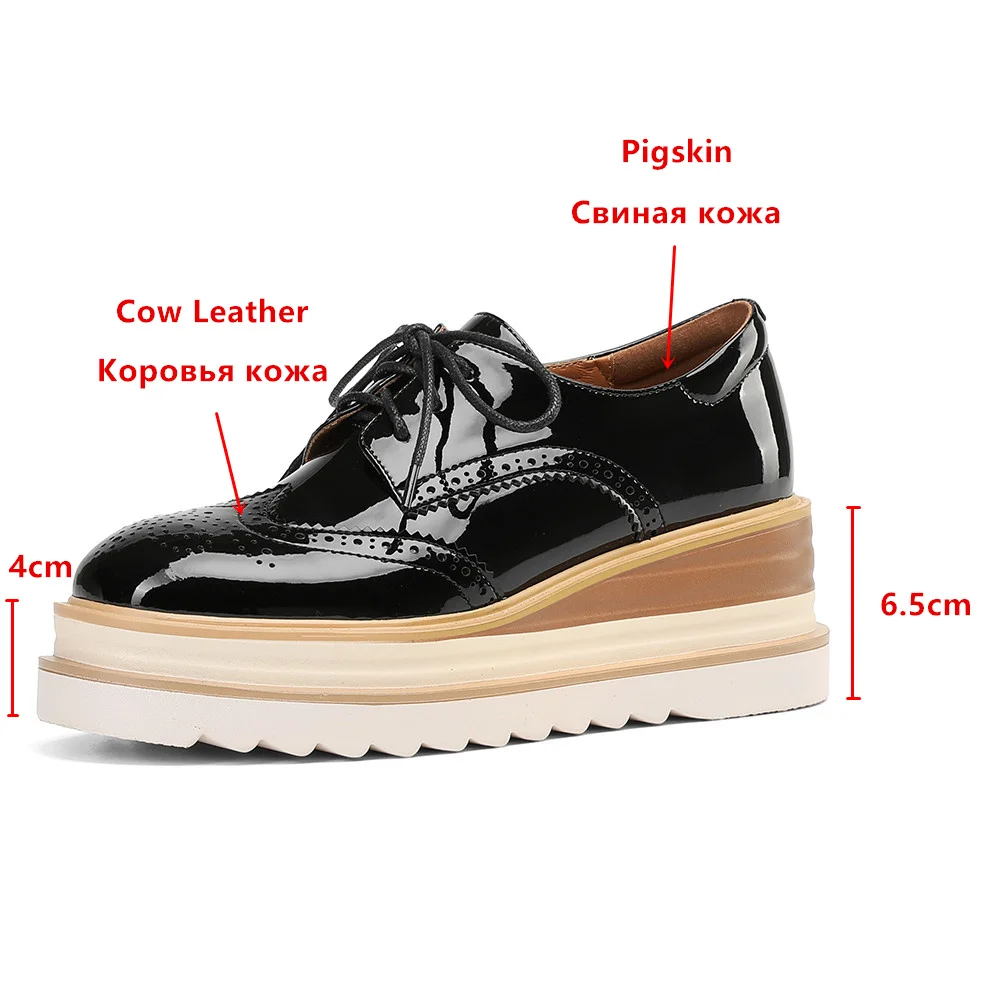 MILI-MIYA New Arrival Breathable Openwork Pattern Women Cow Patent Leather Sneakers Platform Wedges Heels Handmade For Ladies