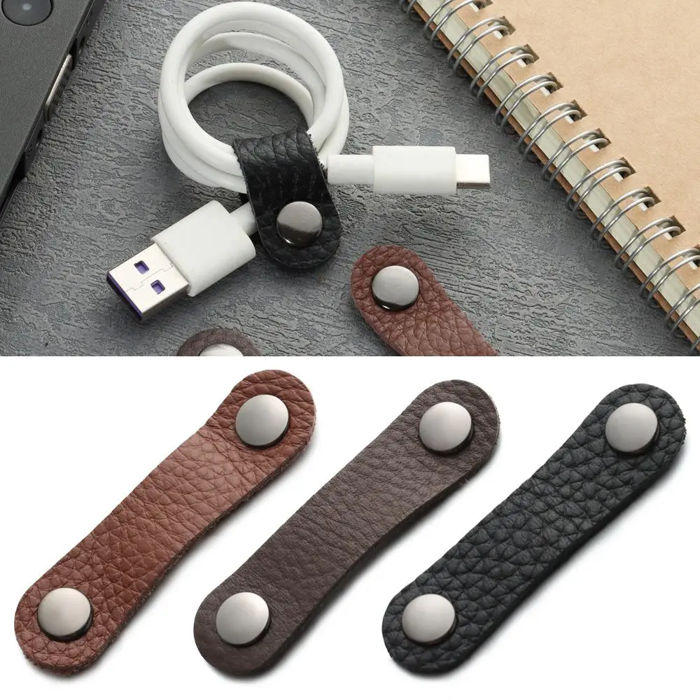 

1Pcs Leather Charger Cable Protector Earphone Cord Winder Cable Winder Winder Tie Cable Management Cord Organizer
