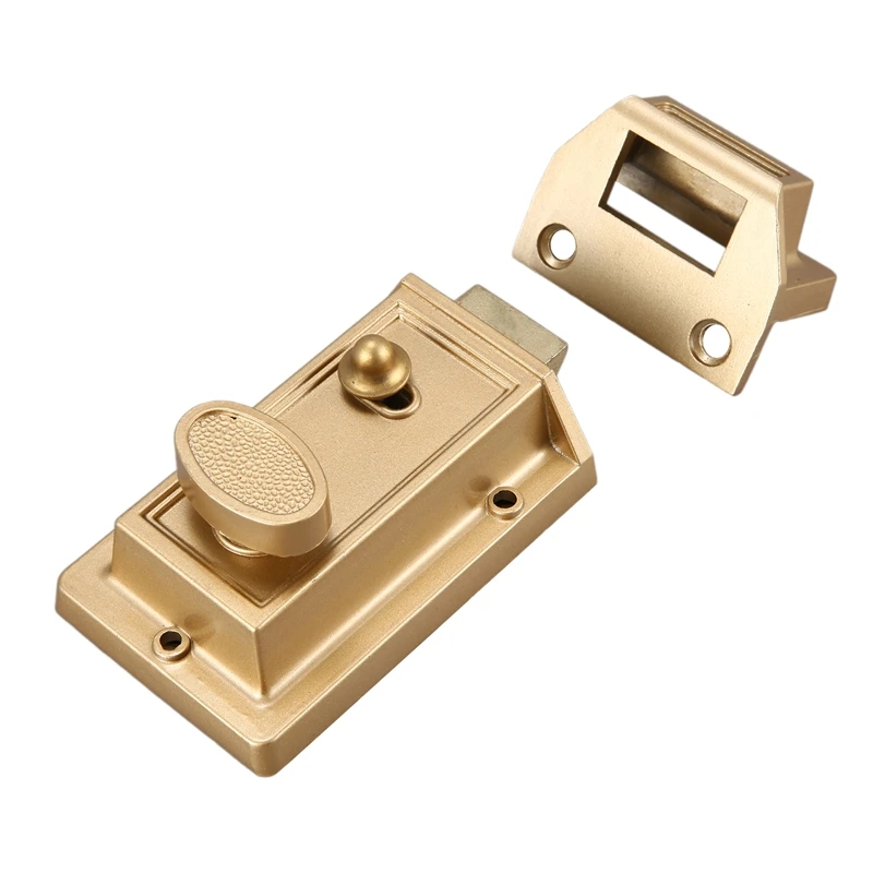 Zinc Cylinder Deadbolt Latch Lock for Night Gate Door Entrance,Gold Finish