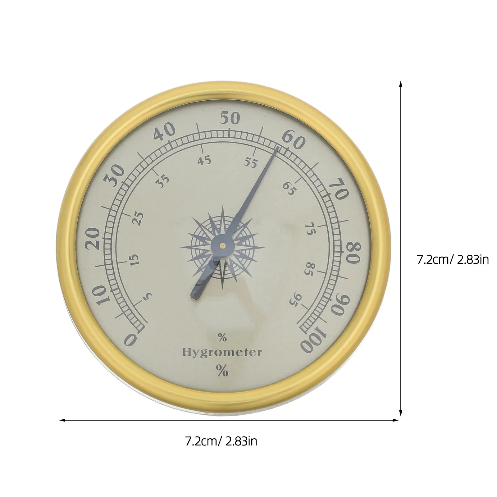 Analog Hygrometer Golden Round 72Mm High Precision Mechanical Indoor Humidity Gauge No Battery Needed for Guitar Case Violin