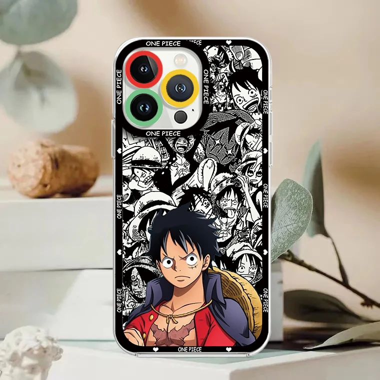 Luxury One Piece Luffy Zoro Phone Case For iPhone 15 14 13 12 11 Mini XS XR X Pro MAX 8 7 Plus Angel Eyes Transparent Cover