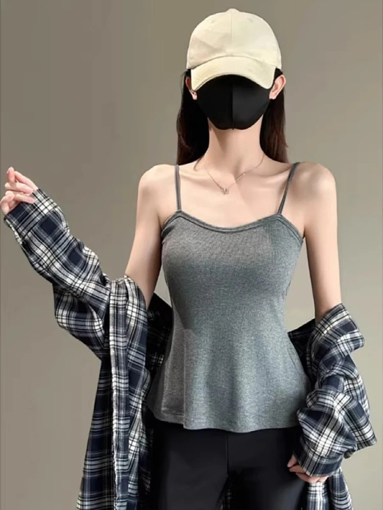 

plus Size Women's Tank Top with Chest Pad Summer New Style Slimming Outerwear Sleeveless Shirt Korean Style Commute Wind