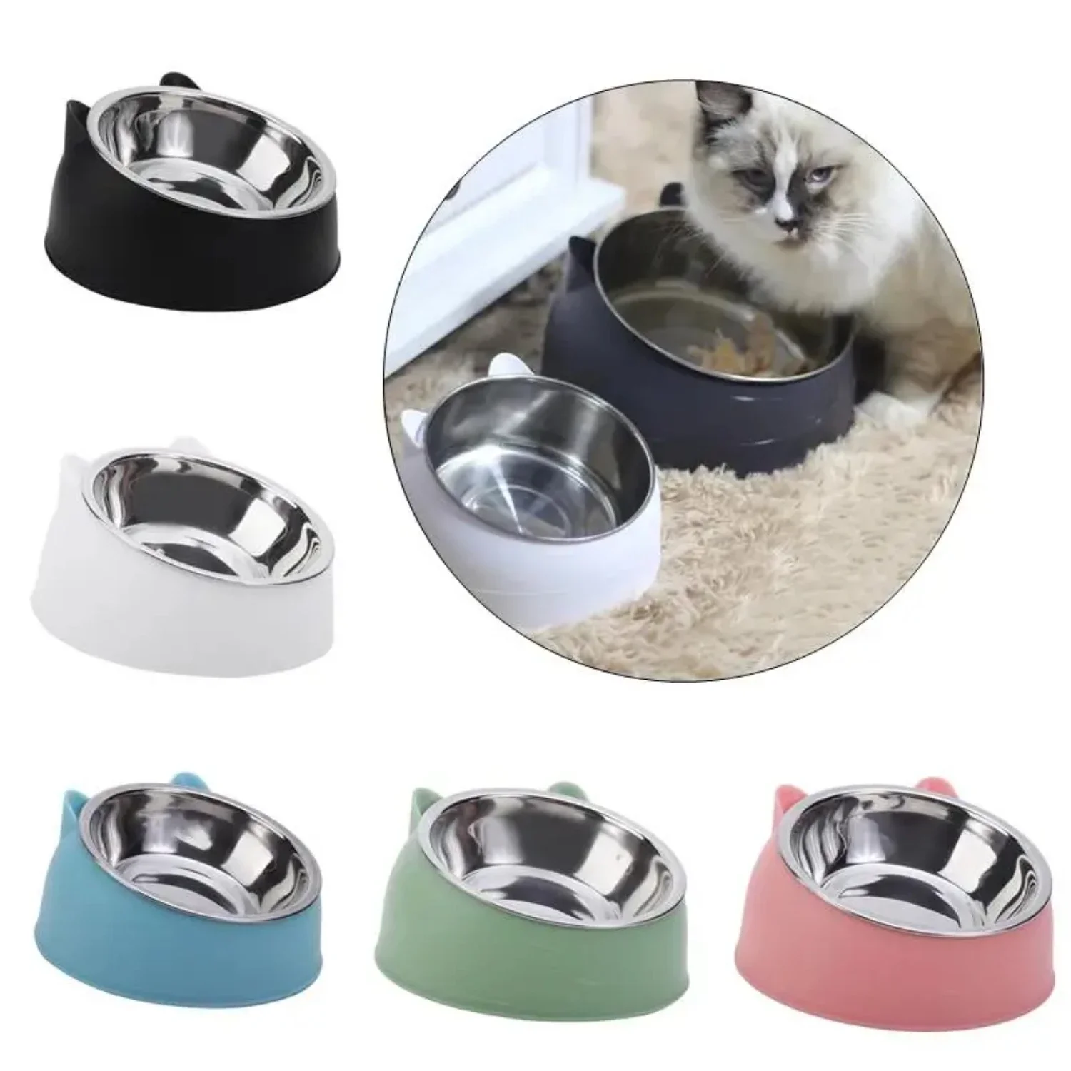 

Stylish and Safe Ultimate Non-Slip Raised Base Cat Dog Bowl - Elevated Pet Feeding Dish for Improved Digestion - Comfortable, Ea