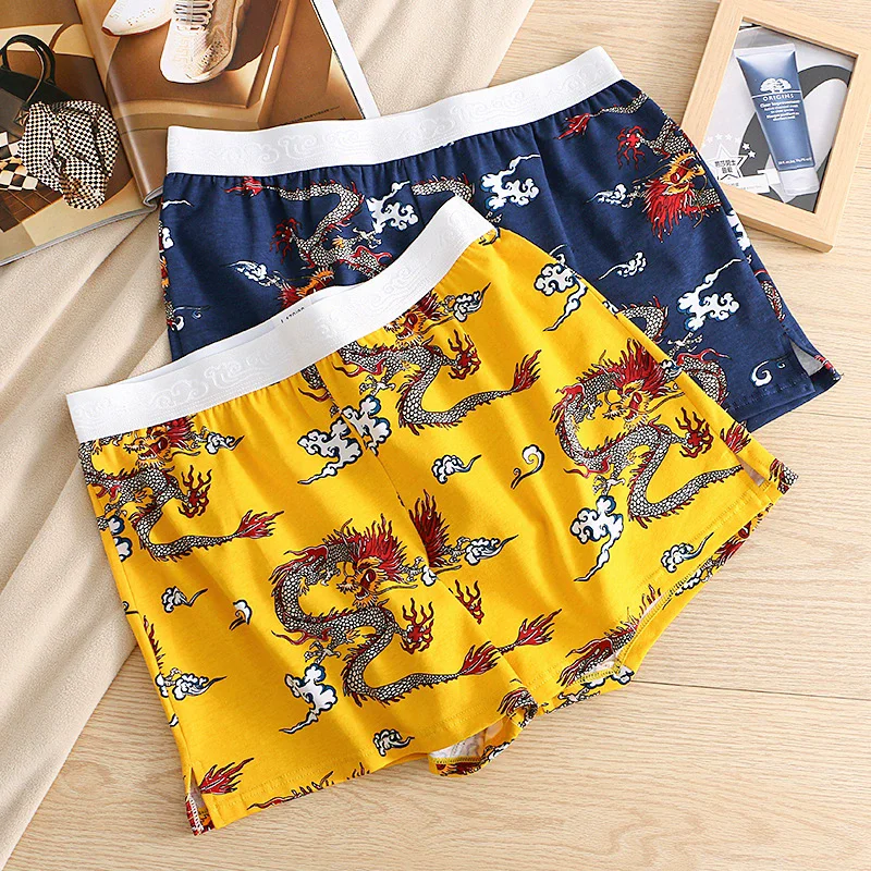 

Male Arrow Pants Cotton Fashion Printed Boxer Shorts Loose Mid Waist Men's Underwear Homewear Breathable Comfortable Panties