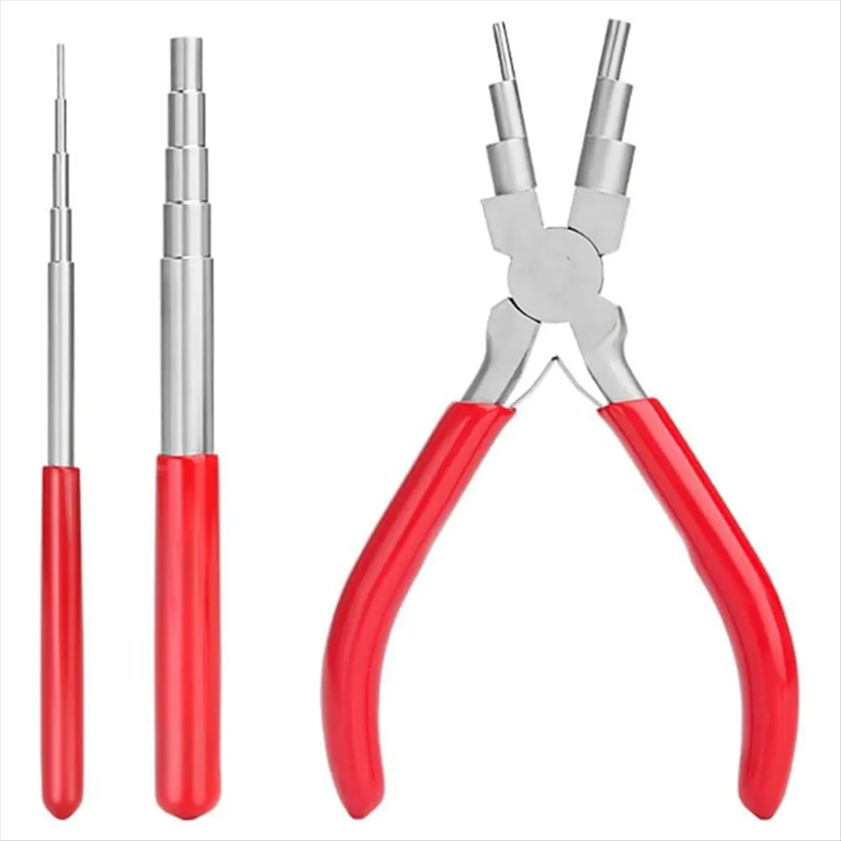 Y17A Wire Looping Tool Wire Looping Mandrel and 6 in 1 Bail Making Plier for Jewelry Wire Wrapping and Jump Forming Red