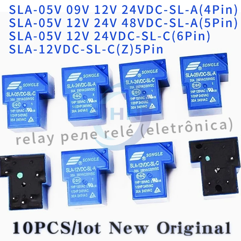 10PCS/lot New Power Relay SLA-05V 09V 12V 24V 48VDC-SL-A -SL-C 4/5/6Pin 30A T90 SLA-05VDC-SL-A SLA-24VDC-SL-C Original