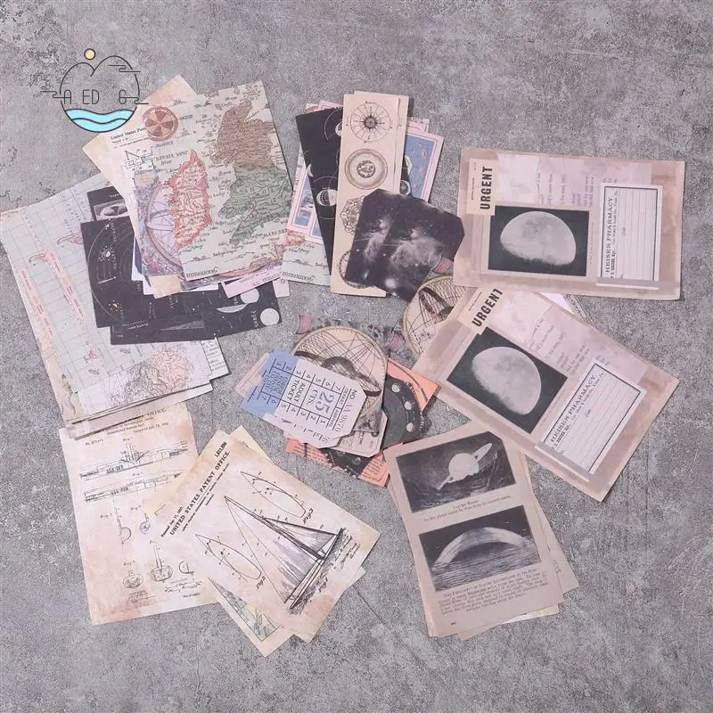 

AED6-Винтажный набор принадлежностей для скрапбукинга (200 шт.) для художественных ведения журналов, планировщиков, бумажные наклейки «сделай сам»