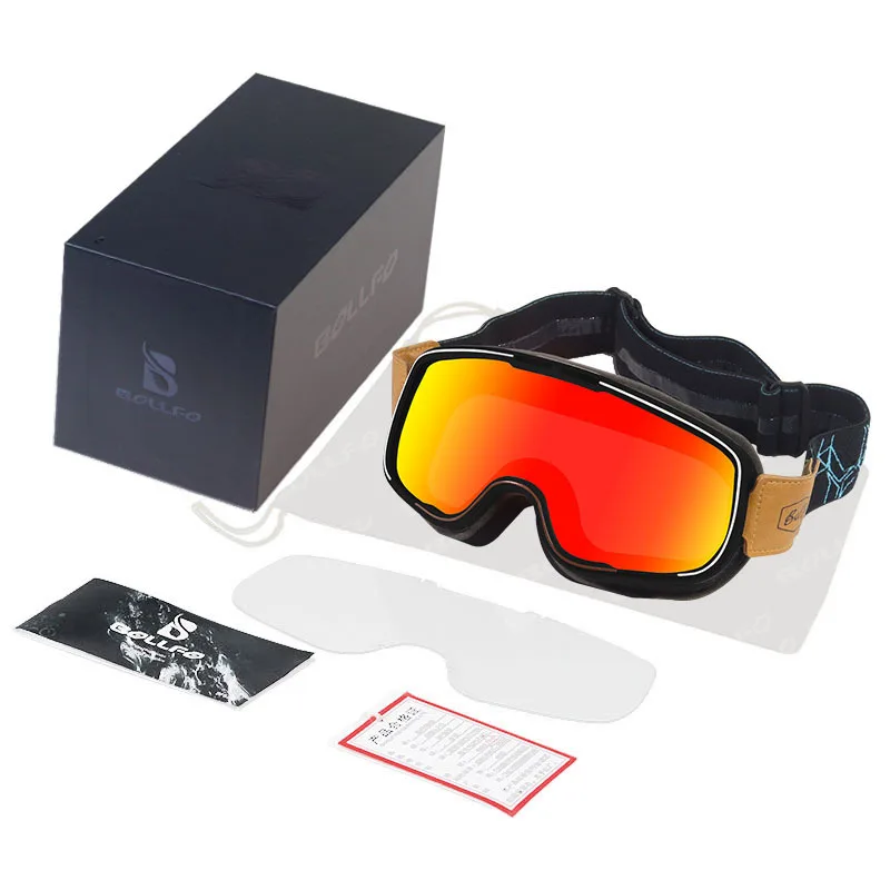 Retro Motorcycle Helmet Goggles UV Protection Photochromic Off-Road Windproof Goggles for Outdoor Riding Skiing Sports