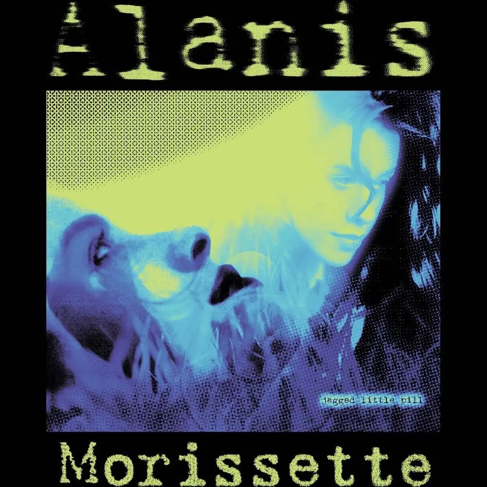 American Classics Alanis Morissette Music Tricolor Jagged Little Pill Cover Adult Black Short Sleeve T Shirt Graphic Tees