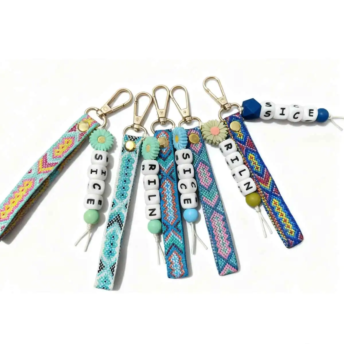 Custom Daisy Keychain, Bohemian Bag Charm