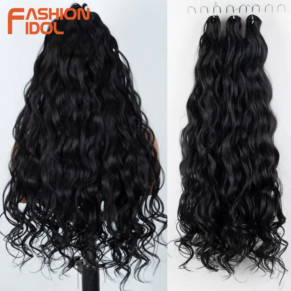 24 Inch Deep Wave Synthetic Braiding Hair, 3 Pcs, Water Wave, Ombre Grey Crochet Hair