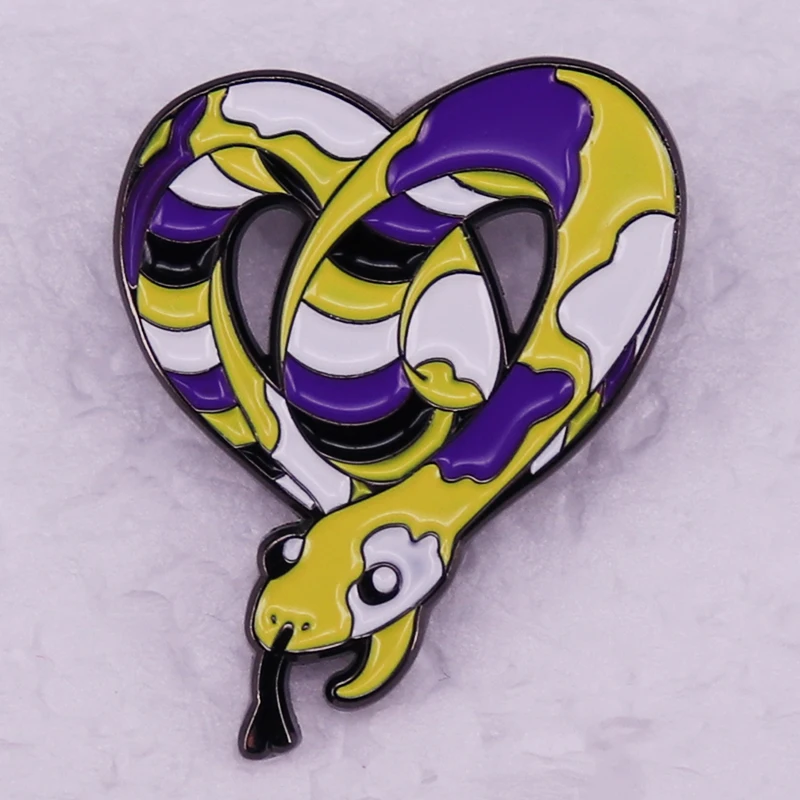 Non-Binary Gender Snake Enamel Pin LGBTQ+ Pride Jewelry Accessories