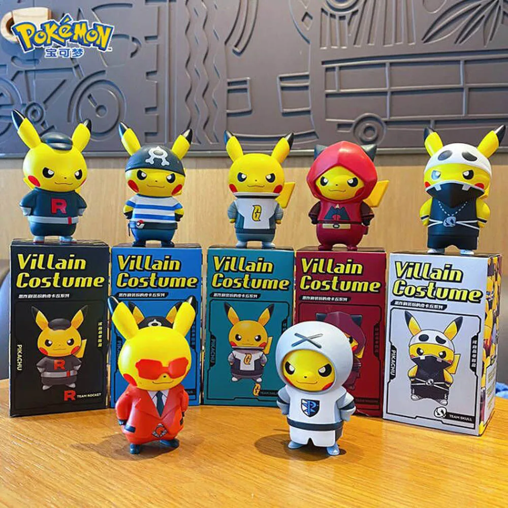 Genuine Team Aqua  Flare Galactic Magma Plasma  Rocket Pikachu Eevee Bulbasaur Squirter Charmander  5-8CM PVC Action Figures Toy