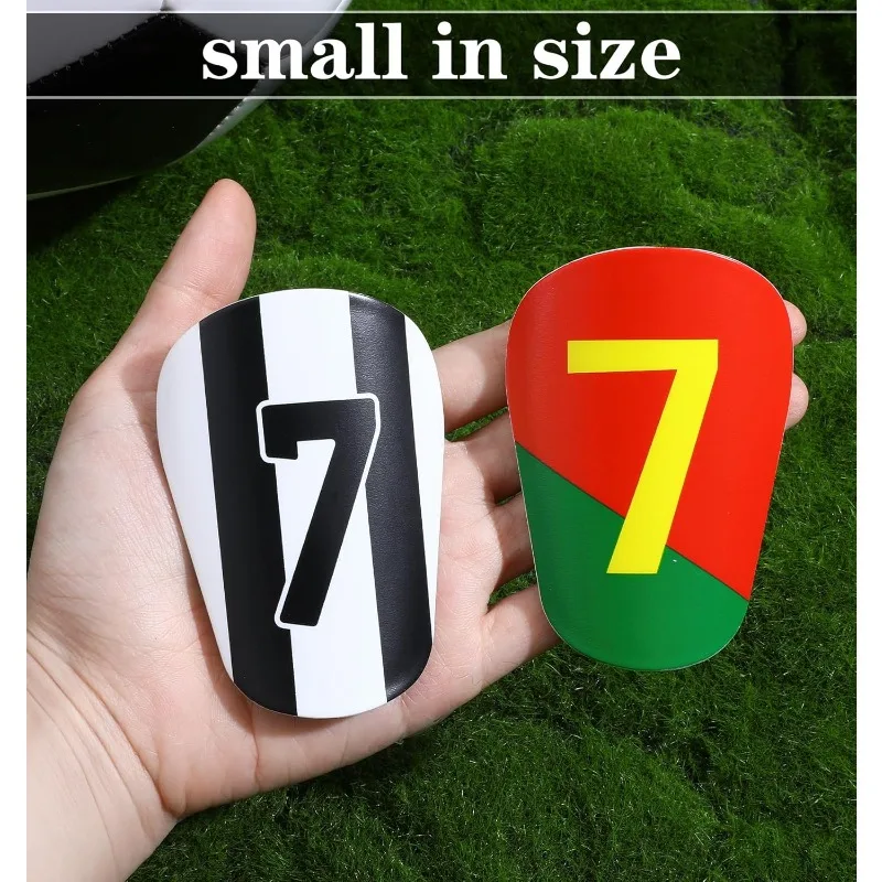 1 Pair 12x7.5cm Mini Football Shin Guards NO.7 | Durable PU Material, Lightweight Shock Absorbing Leg Protector for Training