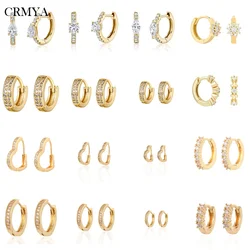 CRMYA Gold Plated Fashion Hoop Earrings For Women CZ Zircon Piercing Circle Earrings 2022 Party Wedding Jewelry Wholesale