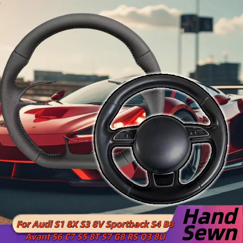 

Hand-Sewn Microfiber Leather Car Steering Wheel Cover For For Audi S1 8X S3 8V Sportback S4 B8 Avant S6 C7 S5 8T S7 G8 RS Q3 8U
