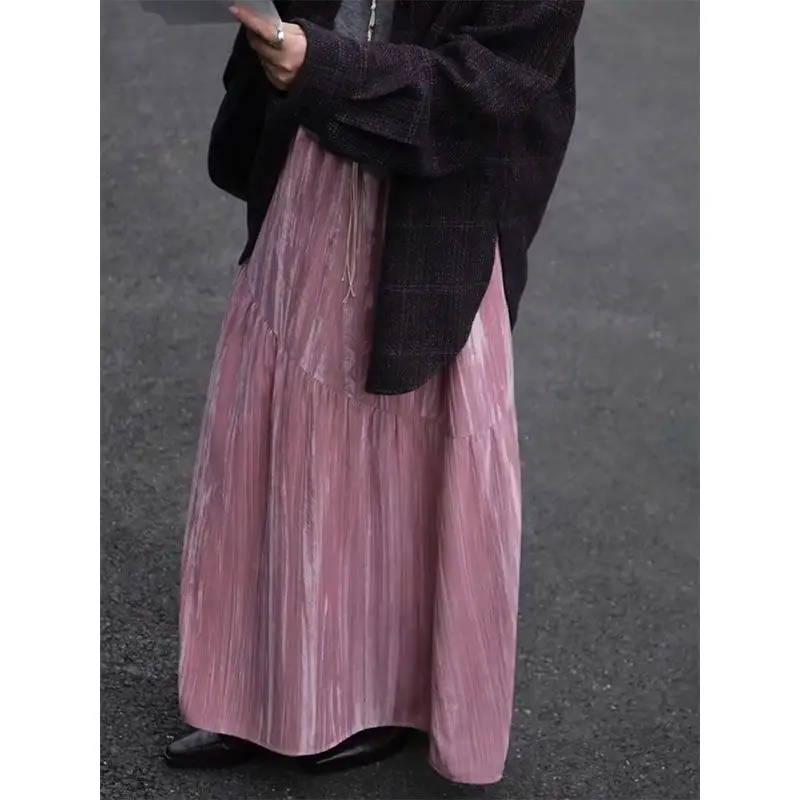 

2025 Autumn/Winter New Style Slimming, Bohemian, Elegant and Sweet Ruffled Mid-Cut Skirt