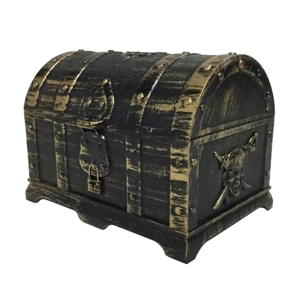 Kids Pirate Treasure Chest Toy Box Antique Color With lock for Party Favors Props Decoration/Kids Storage Treasure Chest