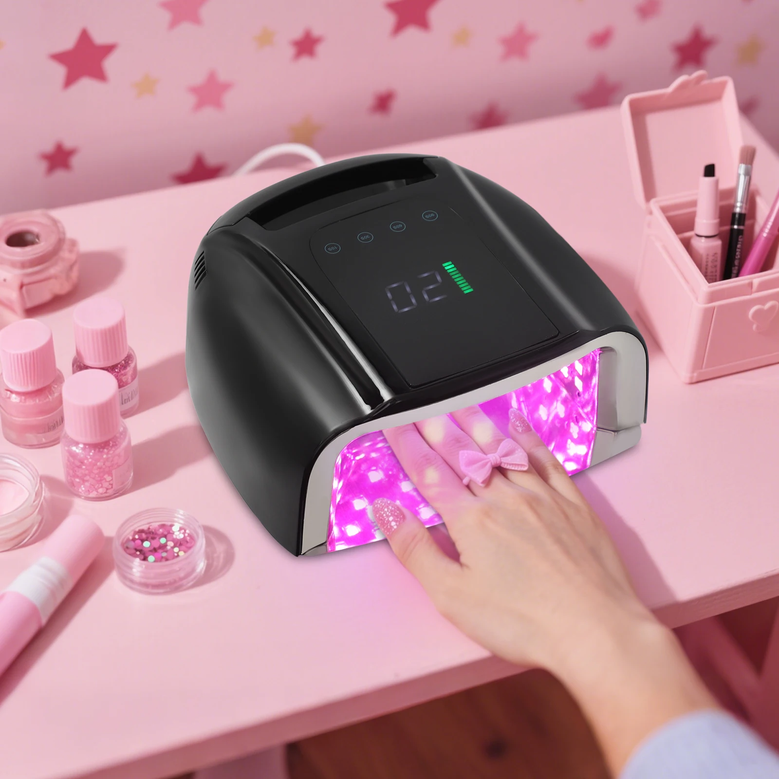

96W Rechargeable UV LED Nail lamp Cordless Nail Dryer with Curing Lamp for and Toenail Auto Sensor & Dry Nail Machine (Black)