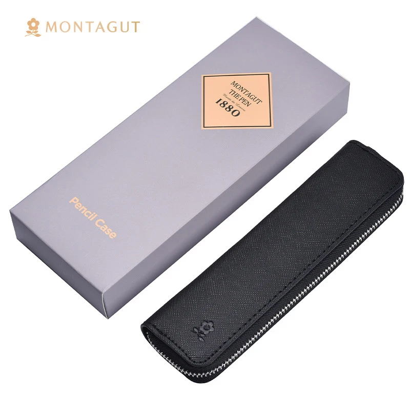 

Montagut Черная ручка Кожаный держатель и чехол для перьевой ручки Сумка для ручек-роллеров Карандаш Чехол ручной работы на молнии