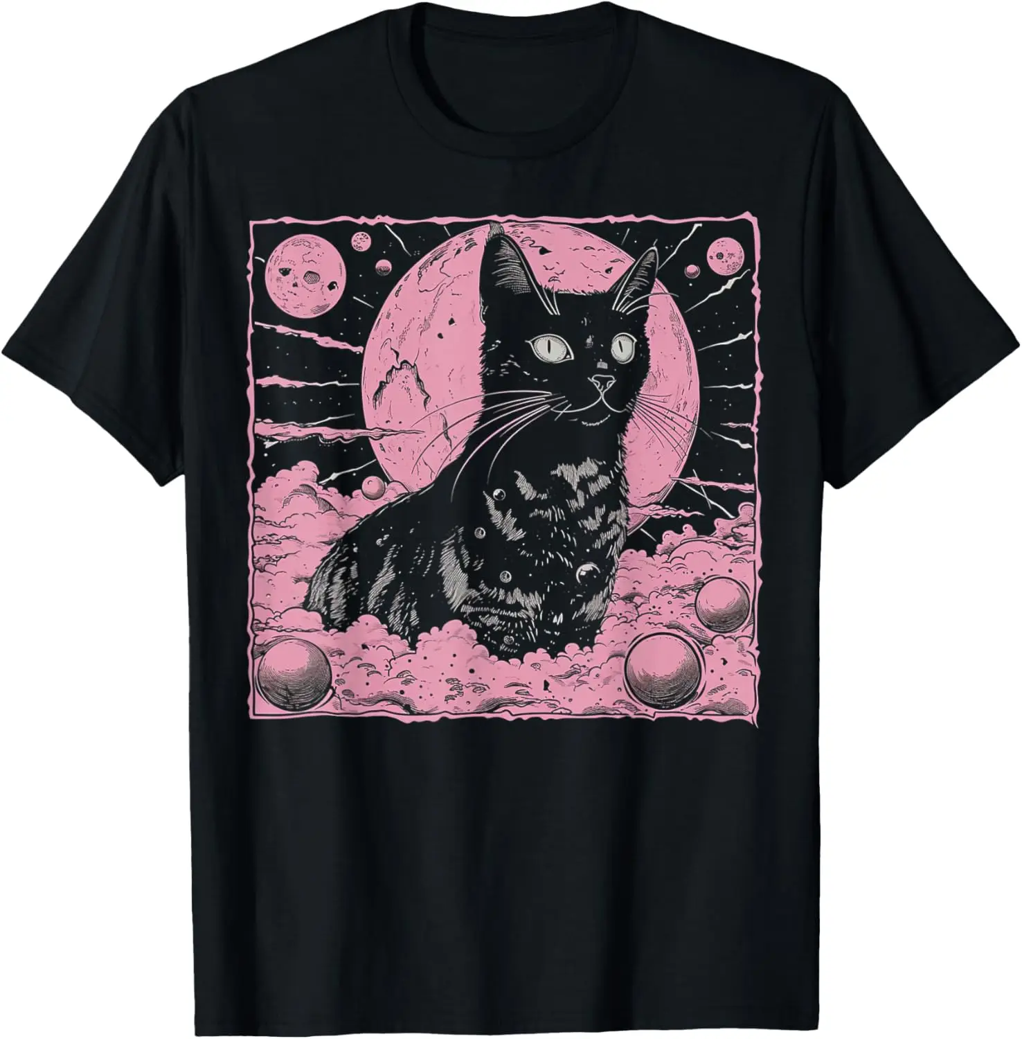 Weirdcore Cat Trippy Gothic Alt Dark Aesthetic Crust Punk T-Shirt