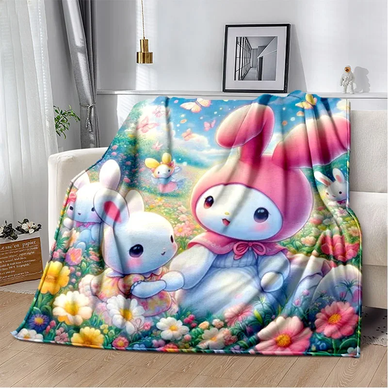 Sanrio Melody Kawaii Melo Cartoon Girl Gift Soft Flannel Blankets,Throw Blanket Comfortable Blanket for Beds Sofa Home Bedroom