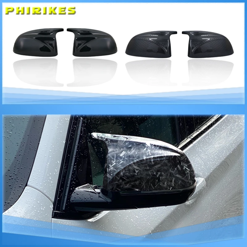 Carbon Fiber Car Rear View Door Wing Side Mirror Cover Caps Shell Case for BMW x3 G01 x4 G02 x5 G05 2018-22 Black M3 Style