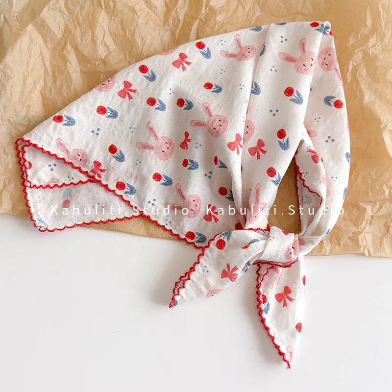Cotton Linen Square Scarf  58 Cm Floral Print High Quality Soft Lightweight Neck Protection Versatile Daily Use As Hair Band view 5