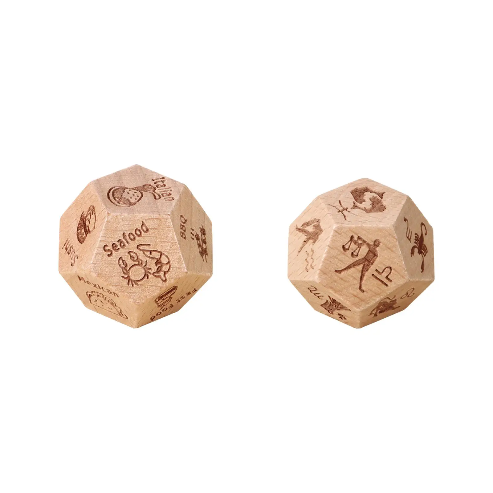 

D12 Polyhedral Dice, Wooden Couples Dice Entertainment Toys, Game Dices Date Night Dice Valentine's Day Gifts for Table Game