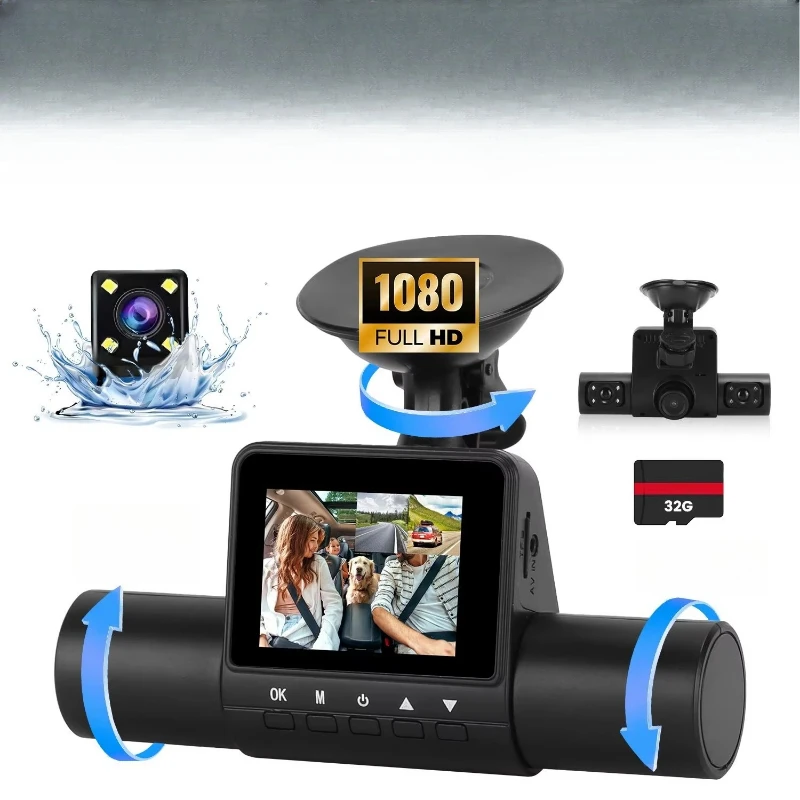 360 Degrees  4-Channel Dash Cam 1080P Front & 480P Rear Left Right IR Night Vision with Loop Recording