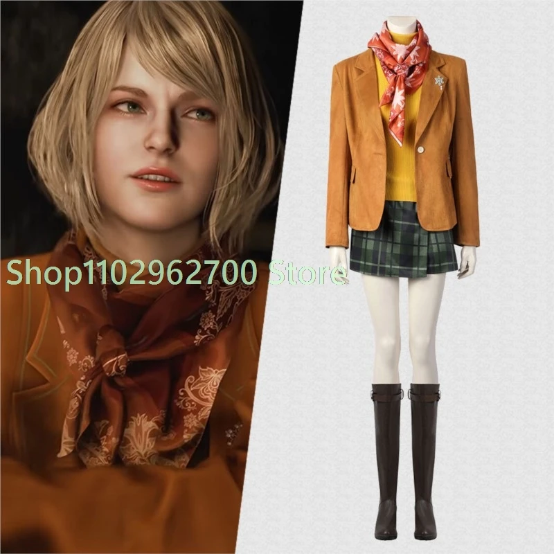 Ashley gary Cosplay gioco Evil 4 Costume Cosplay giacca vestito donna maglioni abiti Ashley parrucca parrucca Halloween Carnival Suit