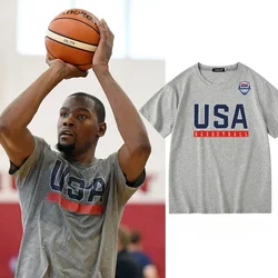 World Cup Basketball Fan T-shirt Men's And Women's Basketball Cotton Short Sleeved Sportswear For The US Team All Star Summer