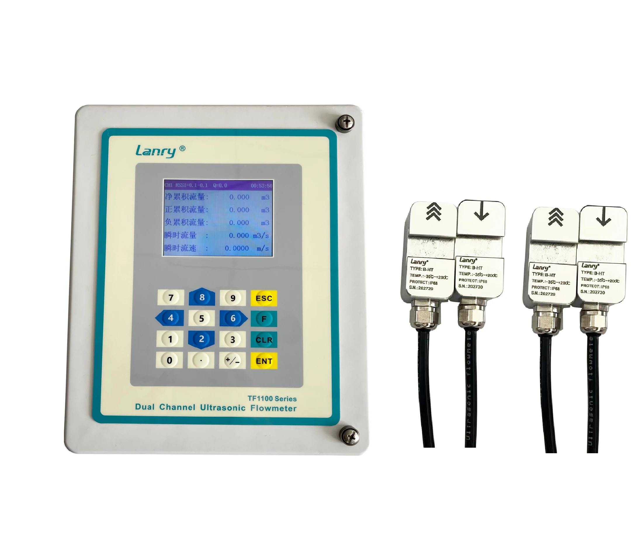 OEM 20mm-6000mm Pipe Portable Non Invasive Ultrasonic Flow Meter Hot Water Ultrasonic Flowmeter image 2
