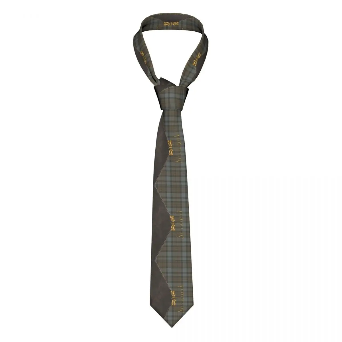 

Formal Leather And Tartan Sassenach Dragonfly Pattern Neck Ties for Wedding Customized Men Neckties