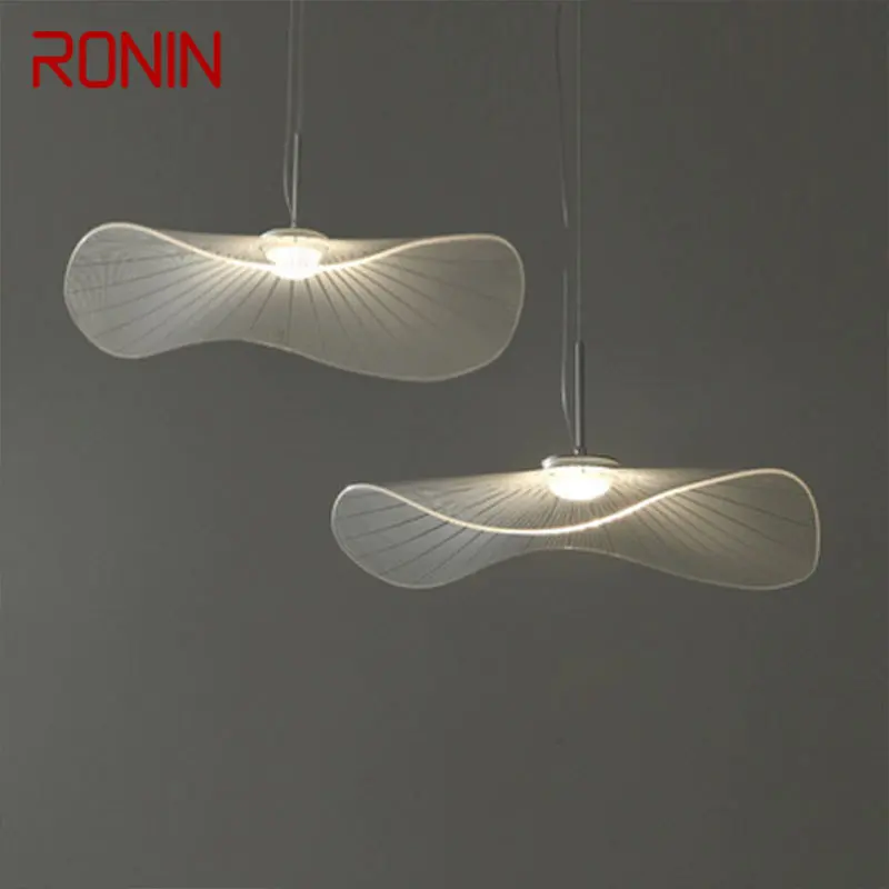 RONIN-Pingente De Luz LED De Alumínio, Folha De Lótus Criativa, Lustres Modernos Brancos Modelagem, Lâmpada para Sala De Estar, Decoração Da Sala De Jantar